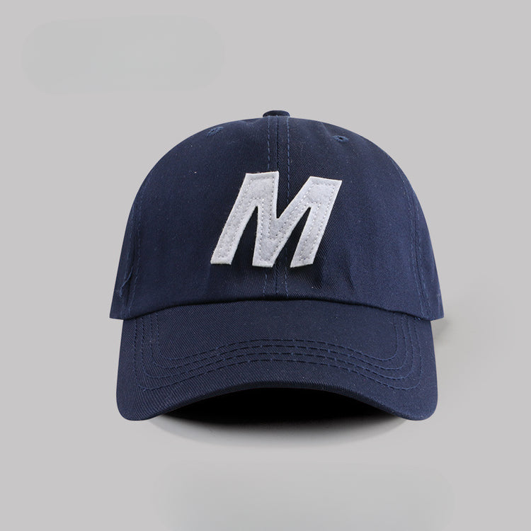 流行帽子|帽子女韓國ins同款M字母休閒棒球帽百搭顯臉小情侶彎檐鴨舌帽潮男「C4028」25.04-2