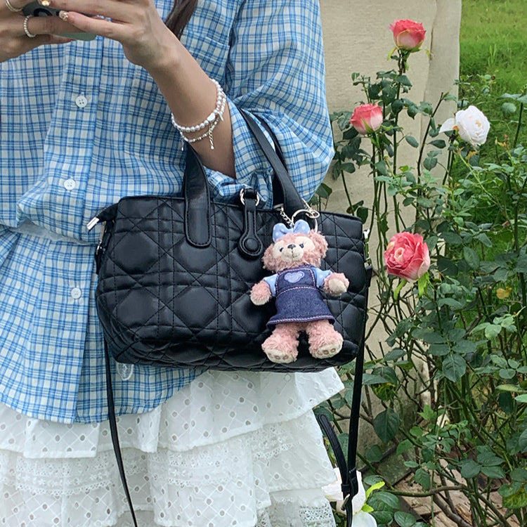 日韓流行|春夏新款小香風精緻質感菱格小方包手提小包包女士時尚百搭斜挎包「M9011」25.06-4