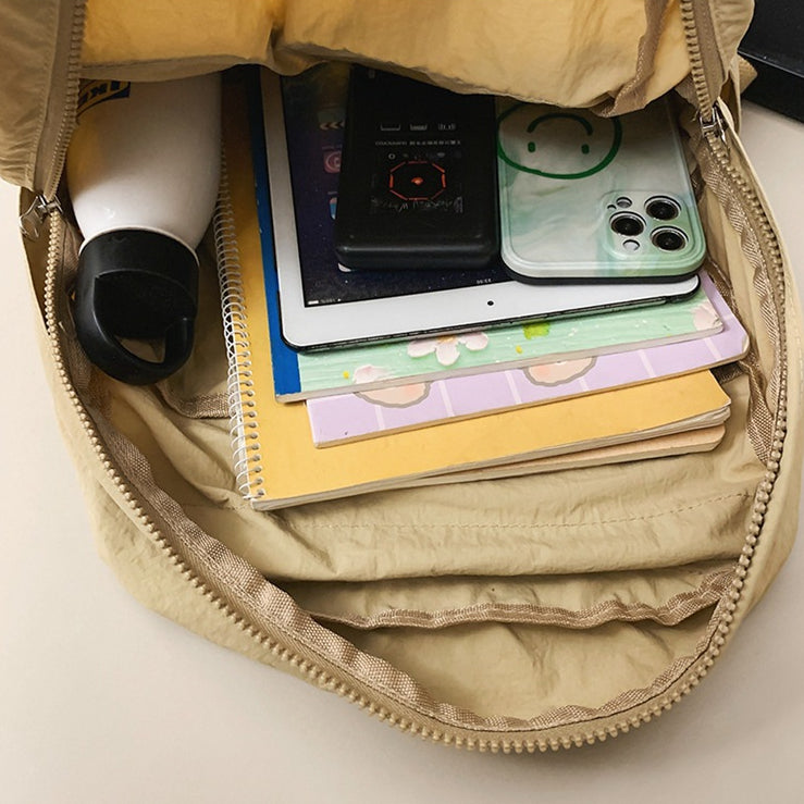致青春 | 新款輕便尼龍雙肩包布包原宿風大學生書包女夏背包雙口袋背包「9676-130」24.06-3