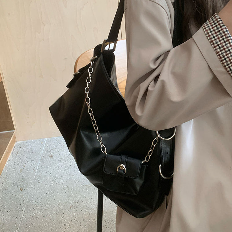 日韓流行 | 2024新款大容量包包女鏈條包韓版通勤百搭單肩斜挎女包軟皮托特包「Y8905」24.09-4