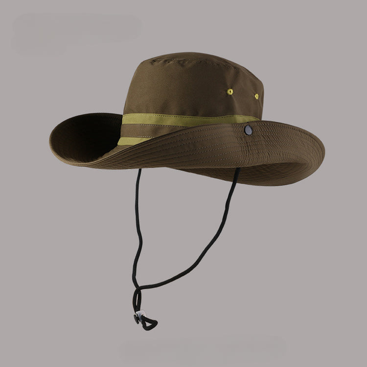 流行帽子|戶外露營大帽檐速乾帽子女防紫外線登山漁夫帽抽繩遮陽釣魚防曬帽「C4407QC」25.07-3