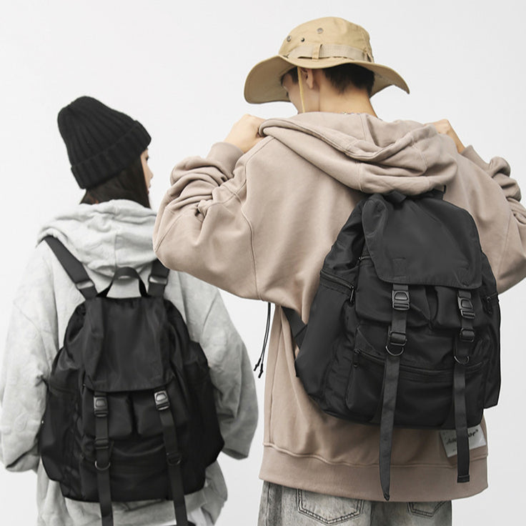 致青春|書包男學生大容量背包新款韓版街頭潮流工裝機能抽繩多口袋雙肩包「0960-132」24.09-4