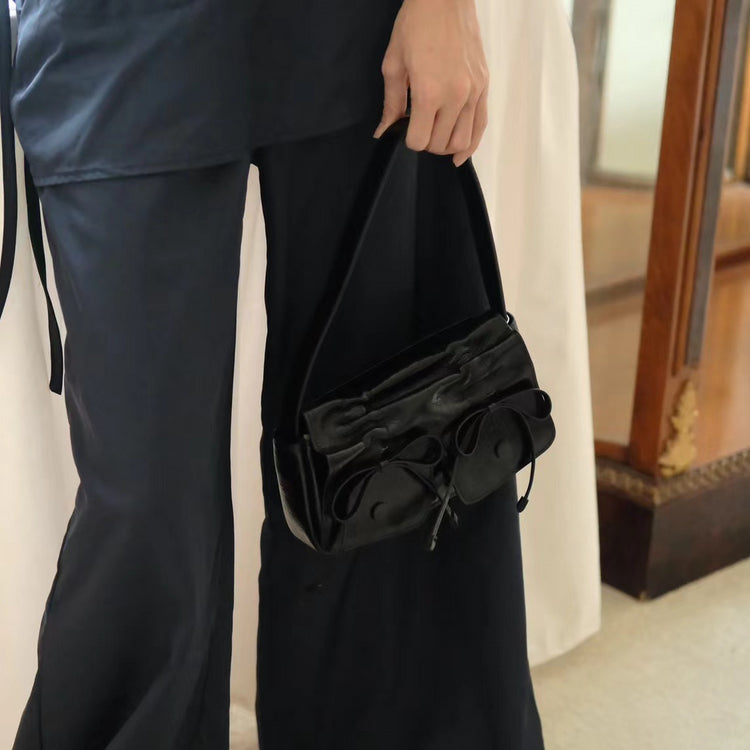 質感真皮|2024新款個性設計抽繩手提包單肩斜背包韓版辣妹廢土風多口袋包「7822」24.07-5