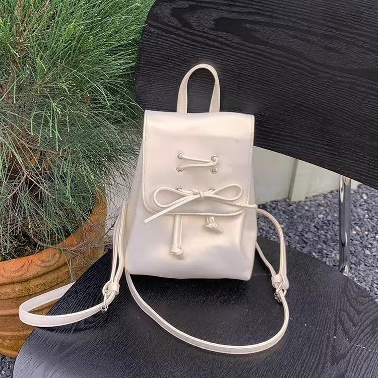 日韓流行|芭蕾風蝴蝶結雙肩包包女式2024新潮韓國背包可愛手提單肩包書包「9371#」24.05-2