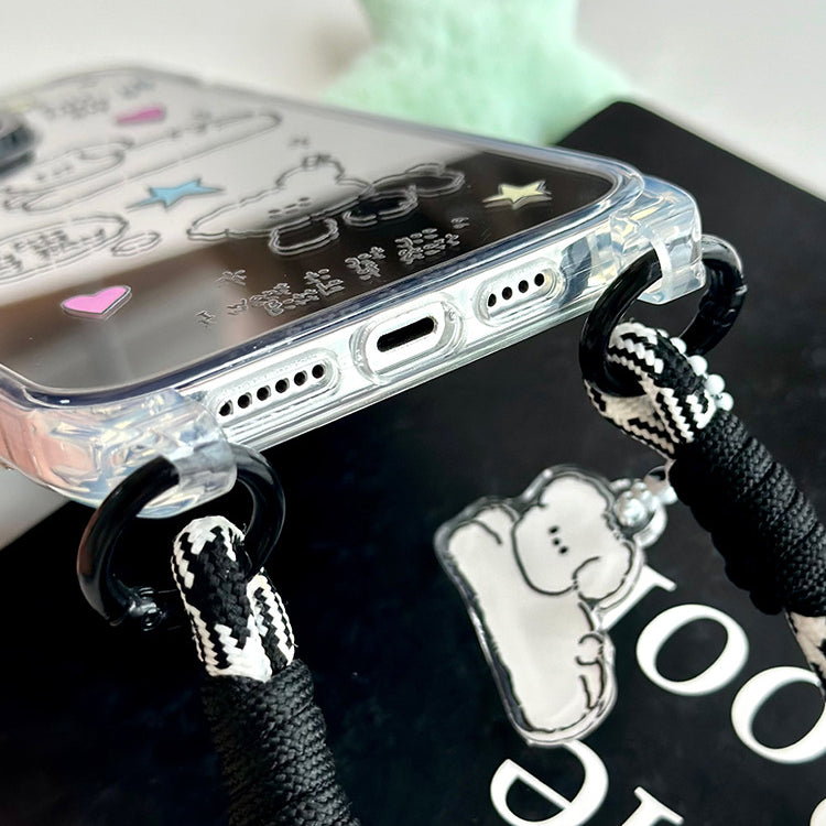 手機殼|蘋果15pro手機殼12/11掛繩鏡面殼13promax卡通iPhone14適用「LR0827」24.07