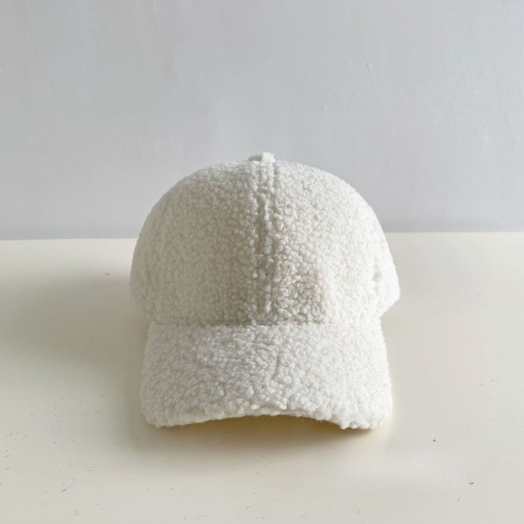 流行帽子|純色仿羊羔毛棒球帽男女秋冬季保暖彎檐鴨舌帽青年戶外休閒潮帽子「Q9466」24.10-2