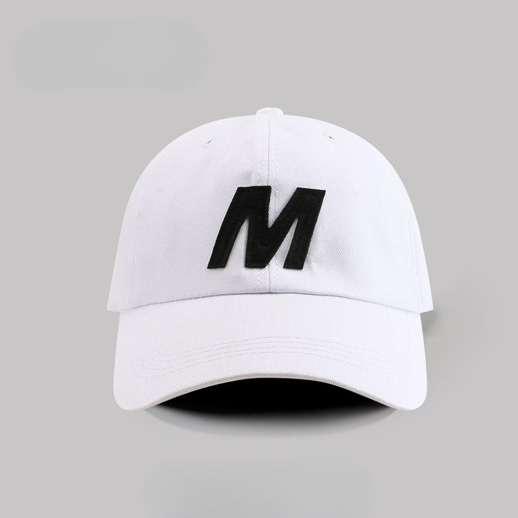 流行帽子|帽子女韓國ins同款M字母休閒棒球帽百搭顯臉小情侶彎檐鴨舌帽潮男「C4028」25.04-2