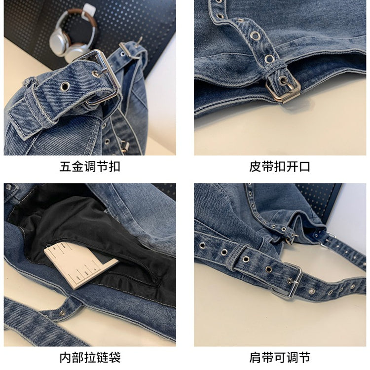 致青春 | 包包女包新款韓版復古帆布包水洗牛仔女包大容量購物袋單肩包「8182-370」24.04-2