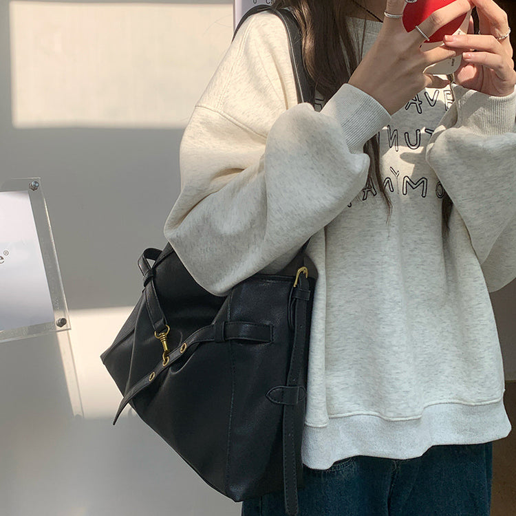 日韓流行|美拉德復古托特包秋冬韓版2024新款時尚簡約單肩斜挎大容量休閒包「L8946」24.12-3