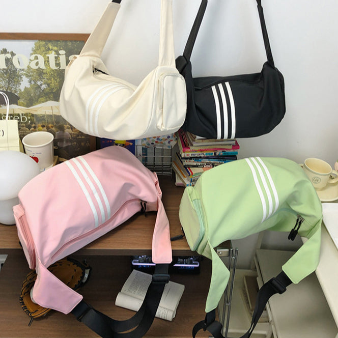 致青春|新款運動健身包尼龍簡約斜背包女防水大容量吐司包旅行單肩包「6828-118」24.09-2
