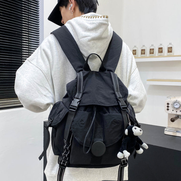 致青春|戶外大容量輕便雙肩包男女通用抽繩翻蓋背包休閒旅行登山健行背包「643-138」24.12-4