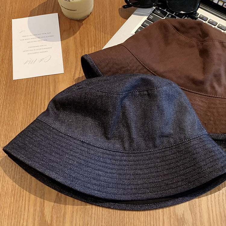 流行帽子|日系雙面可戴帽子女春夏顯臉小牛仔漁夫帽百搭水桶帽遮陽防曬盆帽「C5484」25.08-3