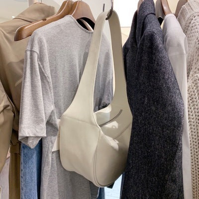 日韓流行|韓版女包2024春夏新款大容量ins軟皮手提包小眾單肩包寬肩百搭包「8280#」24.03-4