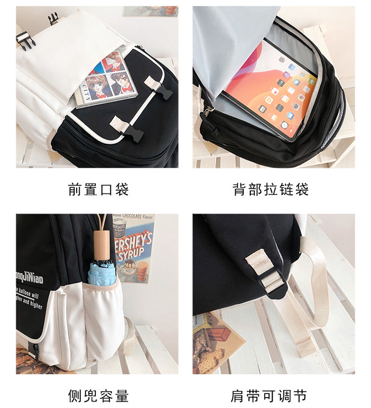 致青春|韓版高中書包女森系撞色雙肩包ins潮學院風中學生國中生休閒背包「3303-130」24.07-2