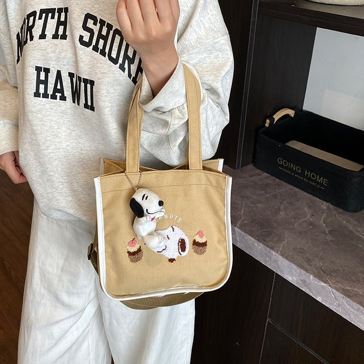 致青春|2025新款新帆布包卡通女孩手提單肩包帆布袋大學生通勤托特包「585-119」25.09-5
