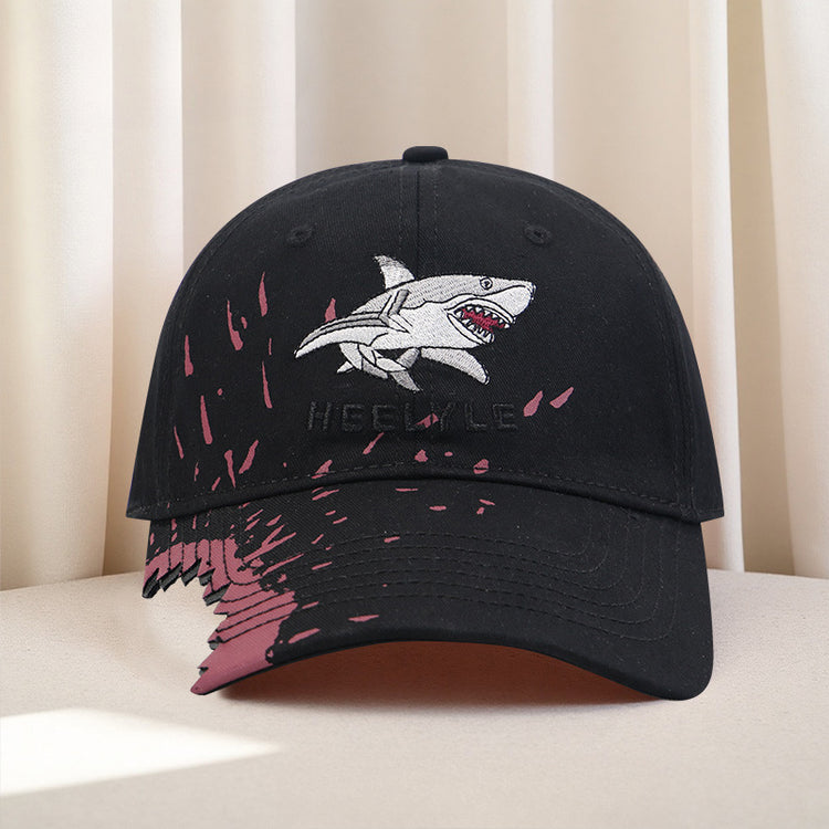 流行帽子 | 鯊魚刺繡帽子女小眾設計潮流棒球帽日系防曬遮陽帽情侶鴨舌帽「C5350」25.06-4