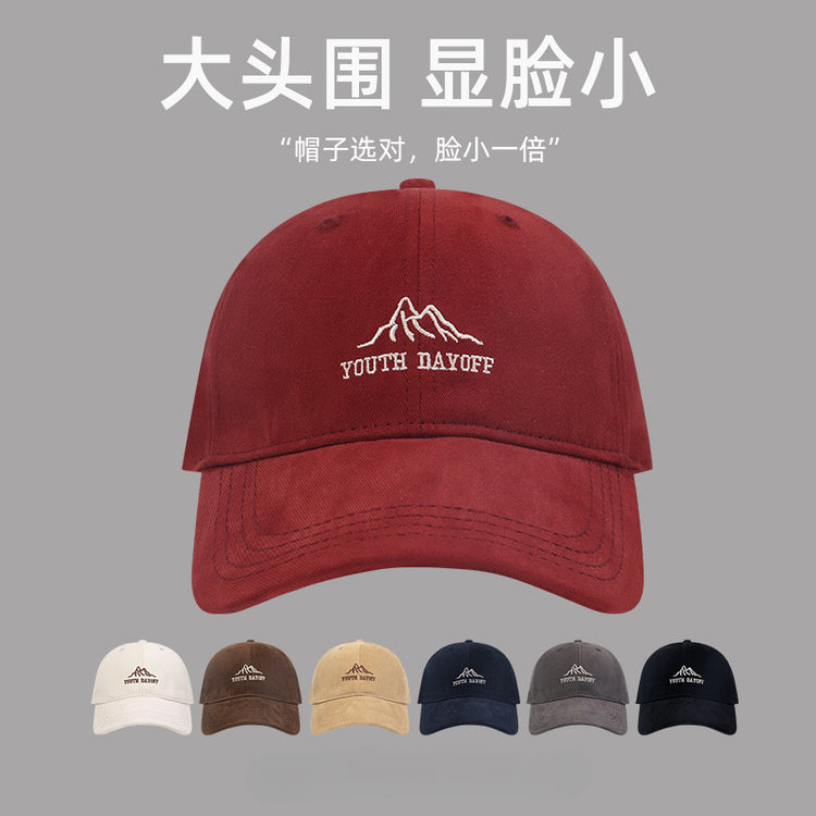 流行帽子|韓版字母小山刺繡帽子女棒球帽大頭圍寬帽檐顯臉小運動遮陽鴨舌帽「C4898」25.06-3