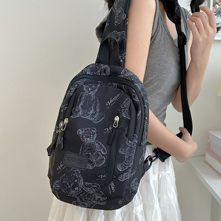 致青春|日系ins風休閒小挎包輕便書包森系小清新甜美女孩逛街大容量胸包「6081-118」24.06-4