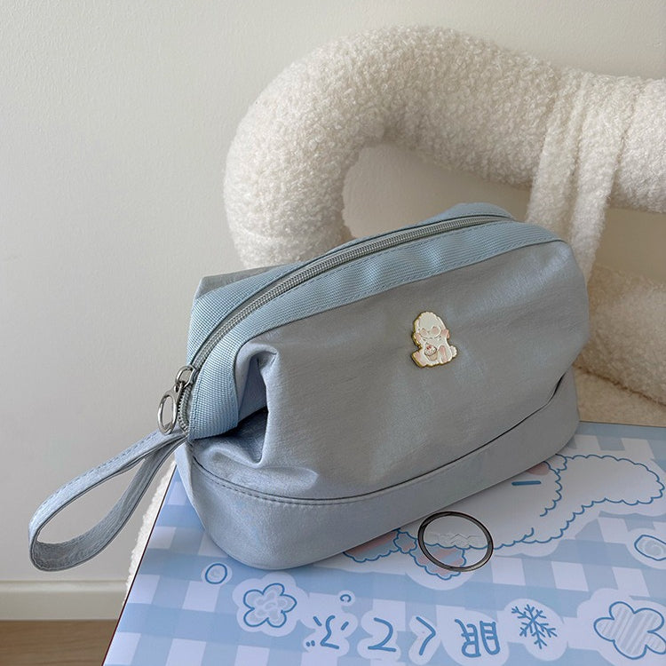 日韓流行|手提化妝包女2025新款便攜尼龍防水洗漱包立體版簡約大容量收納包「Q9035」25.09-5