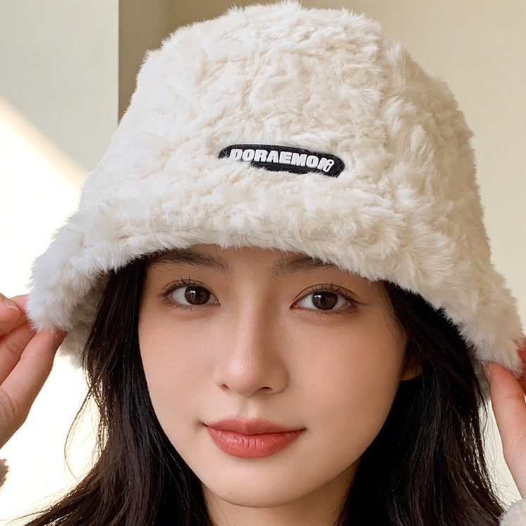 流行帽子|毛絨帽子女冬季可愛百搭顯臉小漁夫帽保暖防寒時尚字母盆帽水桶帽「C1642」25.12-2