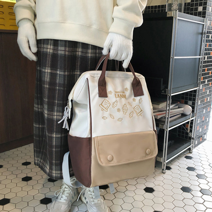 致青春|春季新書包女日系ins撞色中小學生手提雙肩包韓版ins學院風背包「876-360」24.04-1