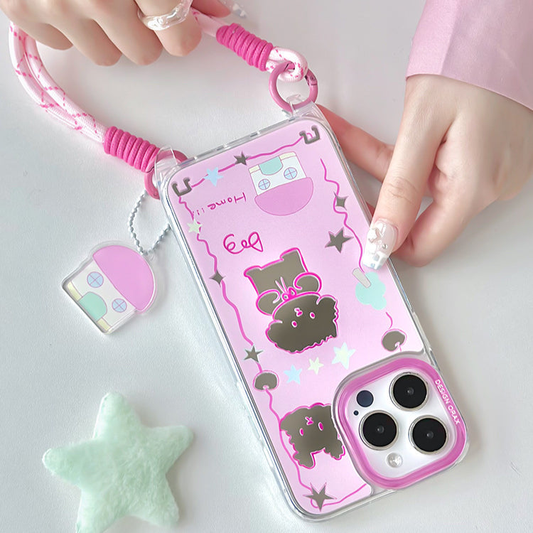 手機殼|蘋果13手機殼iPhone15pro適用12/13promax卡通11掛繩鏡面殼「WL0052」24.07