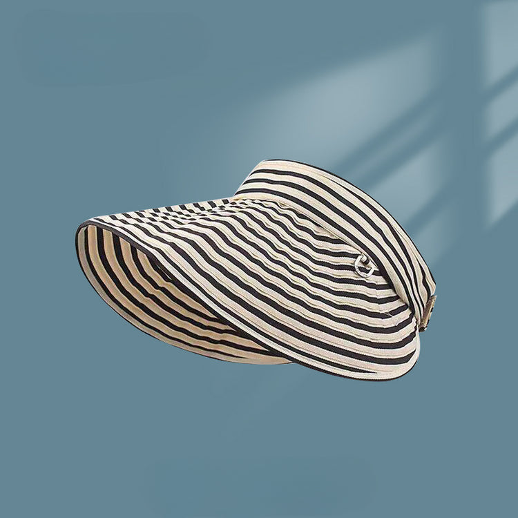 流行帽子|條紋空頂帽子女春夏防曬無頂可折疊太陽帽防紫外線遮陽戶外蛋捲帽「C5236」25.05-1