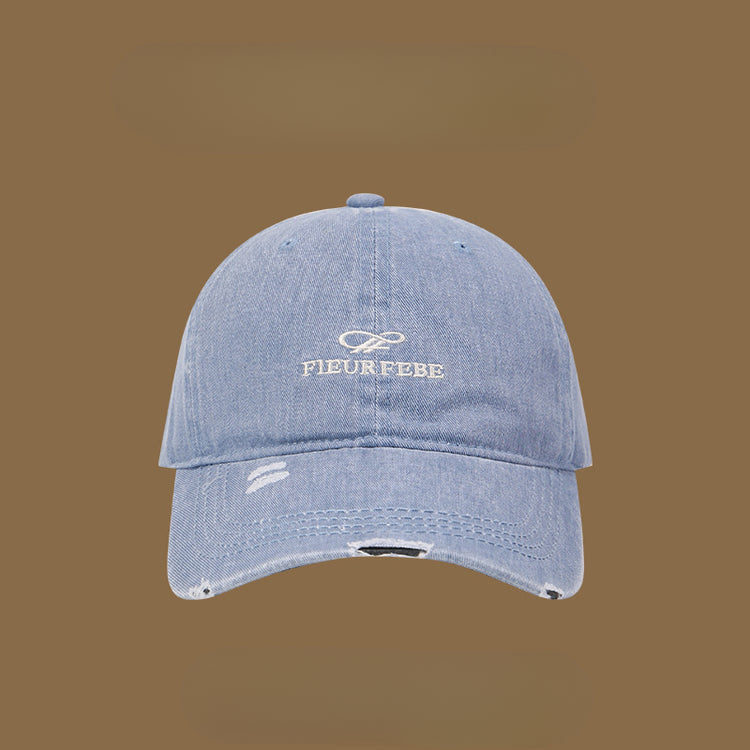 流行帽子|水洗破洞棒球帽簡約高品質百搭時尚顯臉小遮陽帽刺繡字母鴨舌帽男「C4891」25.01-1