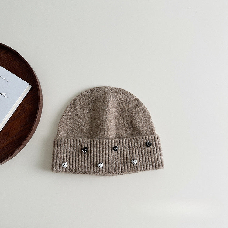 流行帽子|點點愛心毛線帽女秋冬季新款防風護耳保暖帽子韓版可愛百搭針織帽「X5342S」24.10-2