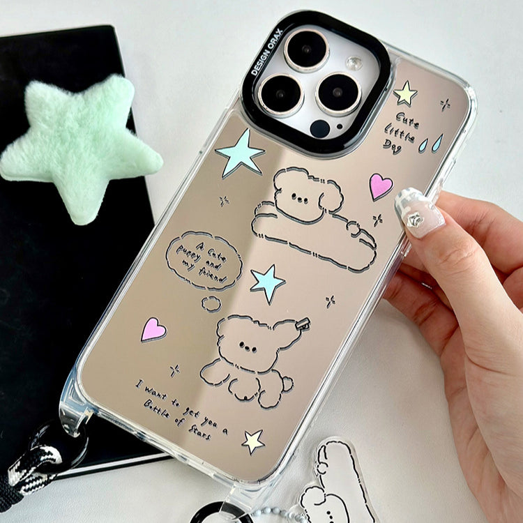 手機殼|蘋果15pro手機殼12/11掛繩鏡面殼13promax卡通iPhone14適用「LR0827」24.07