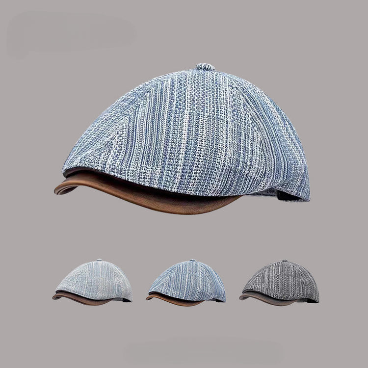 流行帽子|日系復古牛仔前進帽女夏文藝休閒百搭皮質帽檐畫家帽鴨舌報童帽子「C5368」25.07-3