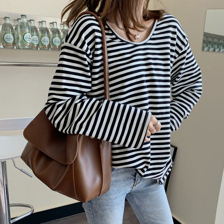 日韓流行|2025新款潮秋冬歐美時尚高級感單肩手提托特包百搭復古翻蓋腋下包「8500#」25.11-2