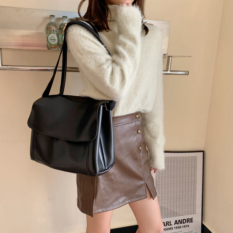 日韓流行|2025新款潮秋冬歐美時尚高級感單肩手提托特包百搭復古翻蓋腋下包「8500#」25.11-2