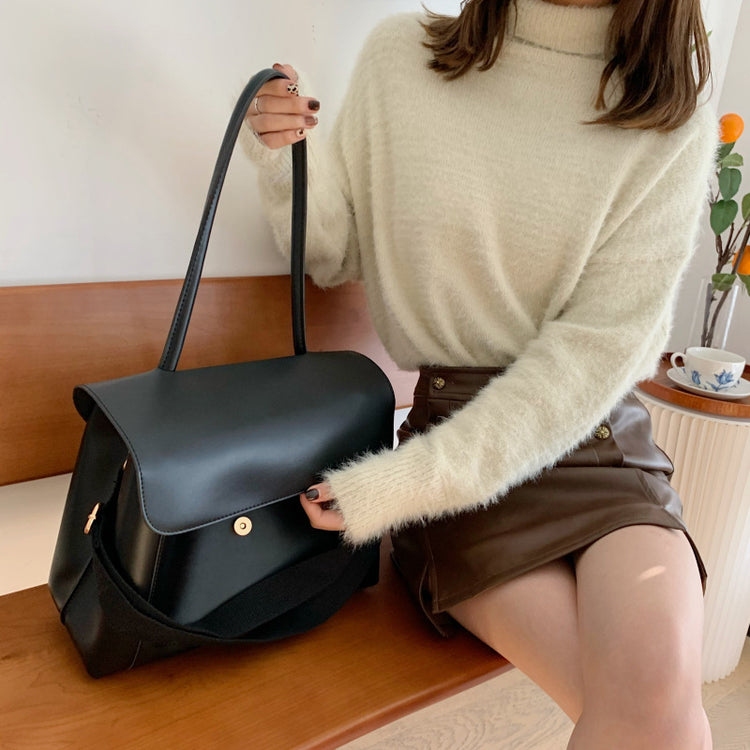 日韓流行|2025新款潮秋冬歐美時尚高級感單肩手提托特包百搭復古翻蓋腋下包「8500#」25.11-2