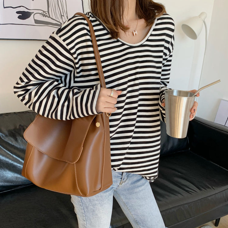 日韓流行|2025新款潮秋冬歐美時尚高級感單肩手提托特包百搭復古翻蓋腋下包「8500#」25.11-2