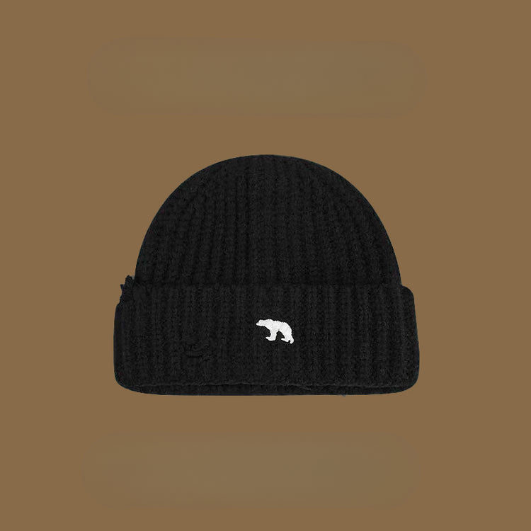 流行帽子|北極熊破洞毛線帽女秋冬加厚保暖粗線毛線帽學生情侶騎行防寒冷帽「C4864」24.12-1