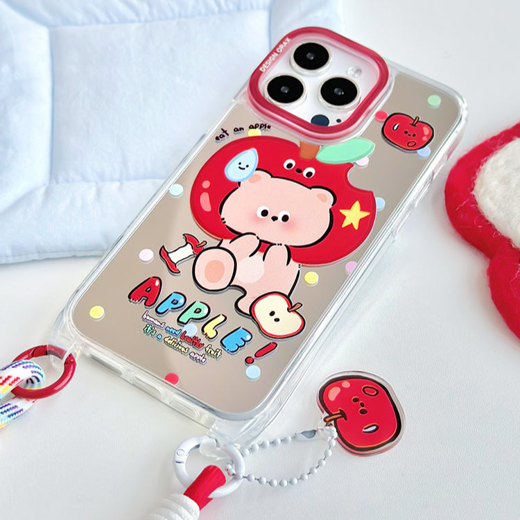 手機殼|iPhone15pro適用13promax掛繩鏡面殼蘋果14手機殼12卡通11「LR0826」24.07
