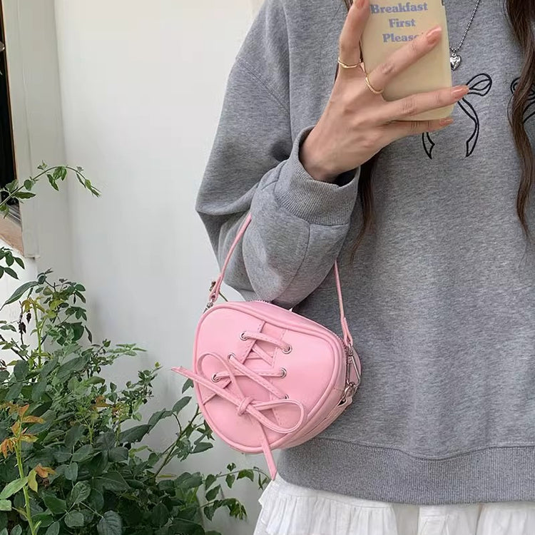 日韓流行|包包女2024新芭蕾風mini愛心手提包蝴蝶結甜美可愛單肩斜挎包「9355#」24.04-5
