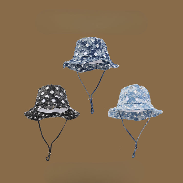 流行帽子|個性水洗破洞牛仔漁夫帽女夏季防曬遮陽帽韓版復古百搭戶外登山帽「C4967」25.03-2