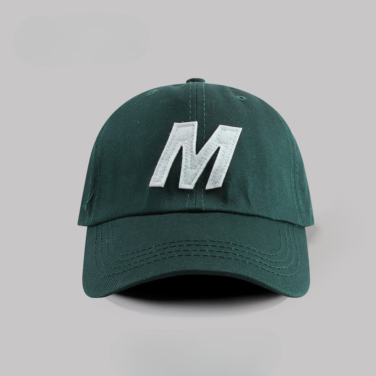 流行帽子|帽子女韓國ins同款M字母休閒棒球帽百搭顯臉小情侶彎檐鴨舌帽潮男「C4028」25.04-2