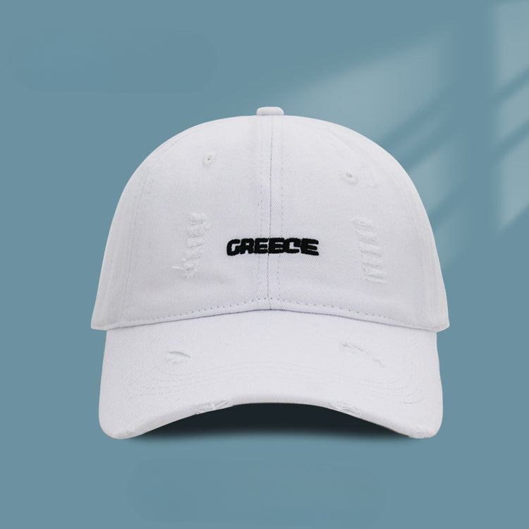 流行帽子|新款破洞字母帽子女情侶百搭鴨舌帽時尚個性刺繡棒球帽男顯臉小潮「C3830A」25.04-4