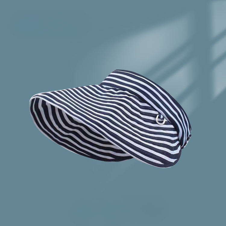 流行帽子|條紋空頂帽子女春夏防曬無頂可折疊太陽帽防紫外線遮陽戶外蛋捲帽「C5236」25.05-1