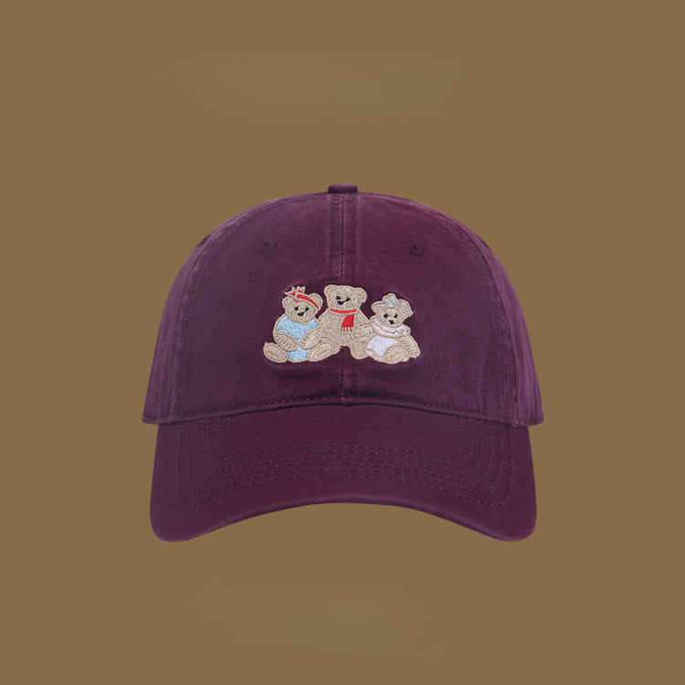 流行帽子|帽子春夏小熊刺繡棒球帽高級感四季百搭遮陽帽韓版休閒可愛鴨舌帽「C4914」25.02-1