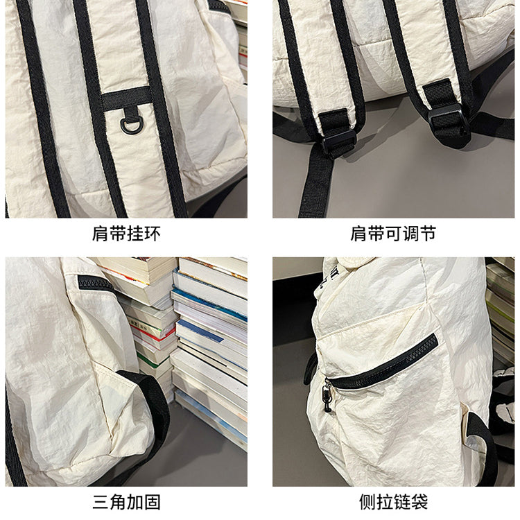 致青春|輕便休閒雙肩包女拉繩設計感大容量背包小眾潮流簡約百搭學生書包「340-125」25.08-2