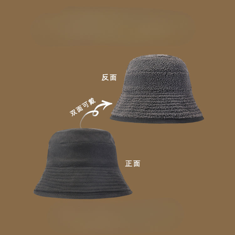流行帽子|雙面可戴漁夫帽女冬天韓系百搭護耳帽加絨時尚顯臉小學生騎行盆帽「C4895」25.01-1