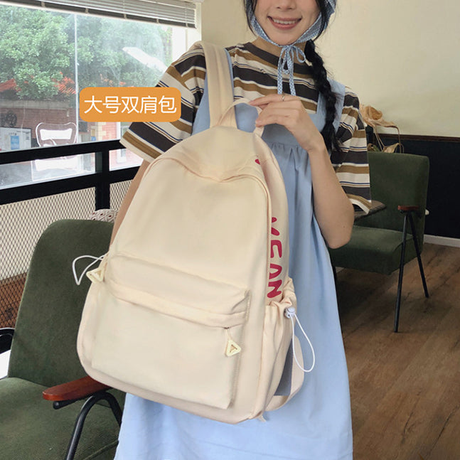 致青春|日系簡約字母休閒雙肩包甜美小清新大容量背包初高中輕便學生書包「8920-125-127」24.06-3