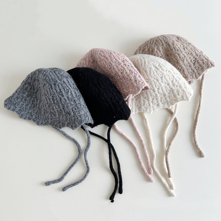 流行帽子|花邊針織漁夫帽女秋冬新款顯臉小韓版可愛小清新防風護耳保暖帽子「PM2712」24.10-1