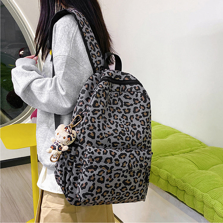 致青春|跨境海外熱銷時尚豹紋背包潮流印花時尚雙肩包女洋氣百搭大學生書包「5504」24.10-5