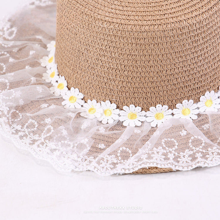 流行帽子|夏季新款蕾絲帽子女戶外防紫外線草帽沙灘防曬遮陽太陽帽潮漁夫帽「C5276」25.05-3