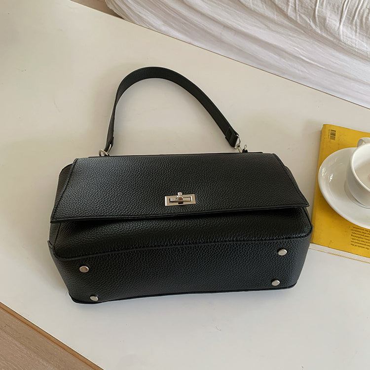 日韓流行|2025年新韓版春夏新款大容量托特包翻蓋鎖扣單肩包休閒通勤斜跨包「9601#」25.05-2